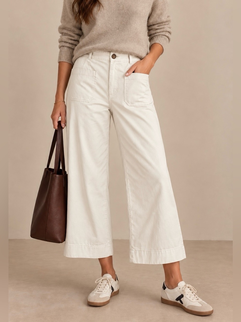 Anthropologie Maeve Colette Linen Wide Leg Cropped Pants - Size 31P
